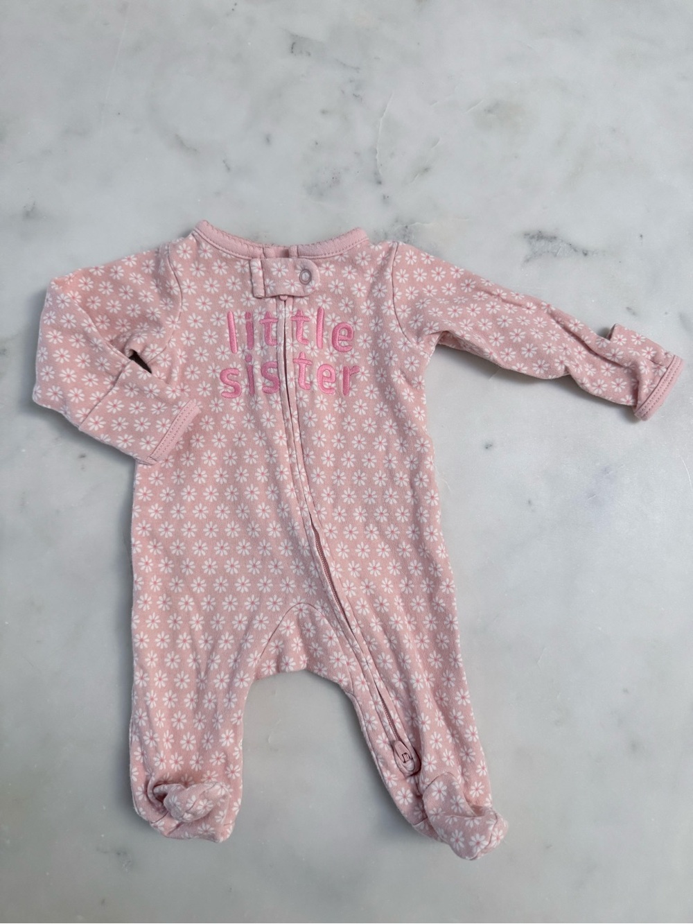 Carter's Pink Floral 'Little Sister' Footed One-Piece